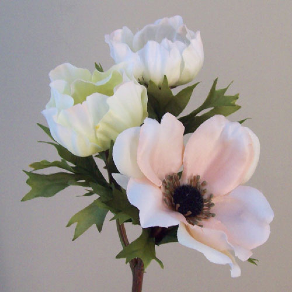 Artificial Anemones Blush Peach 45cm Silk Flowers